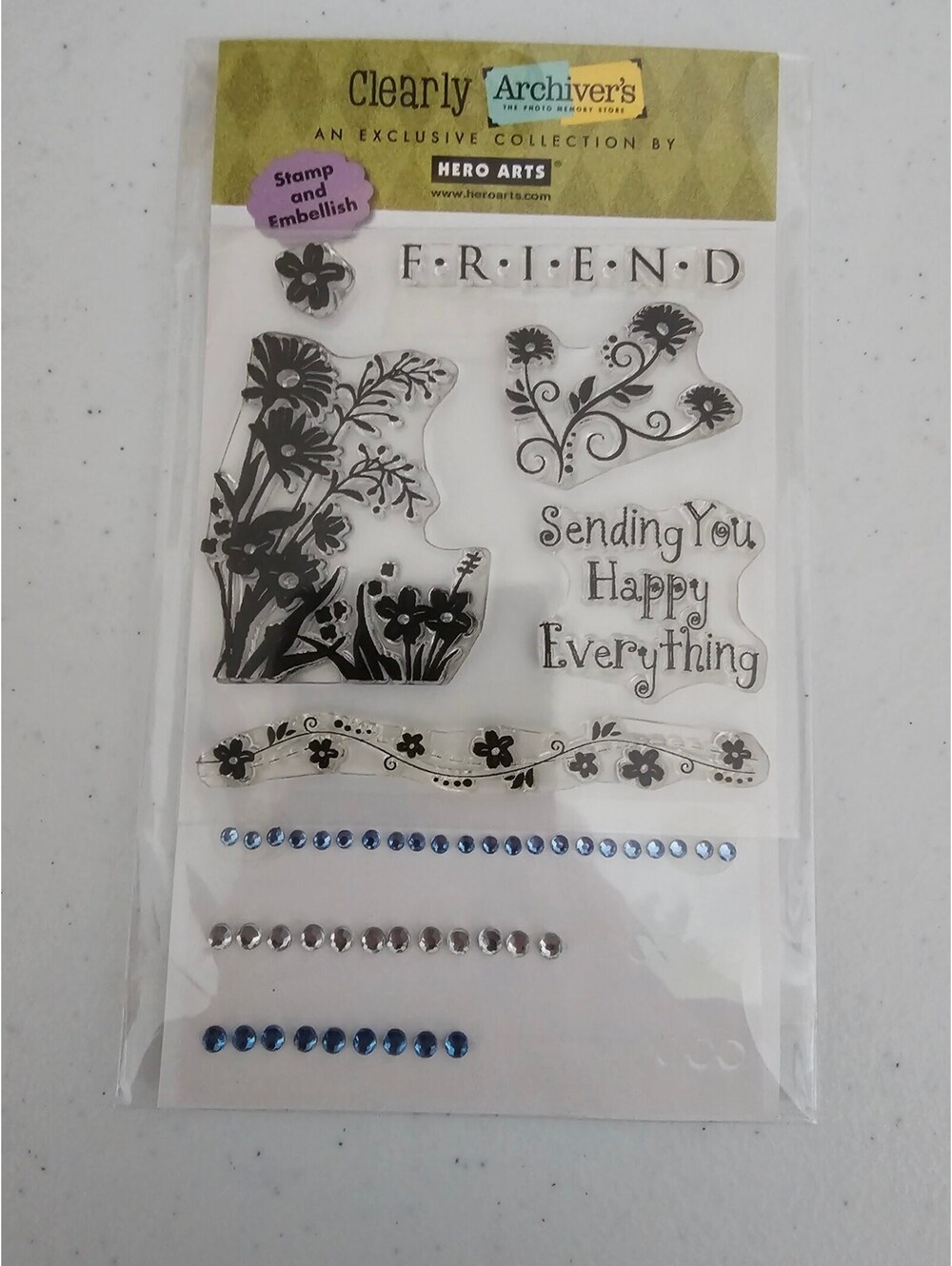 Hero Arts Archivers Clear Stamp Embellishment Set Friend Floral